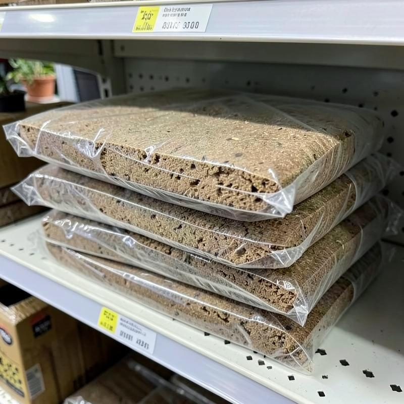 Coco peat briquettes in private label retail packaging