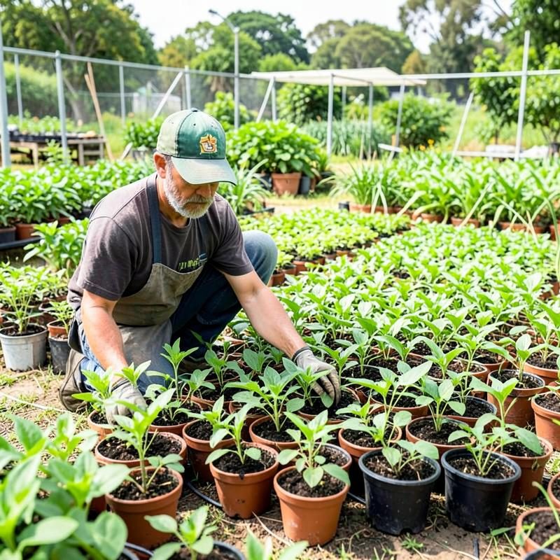 Plant nursery using coco peat potting medium