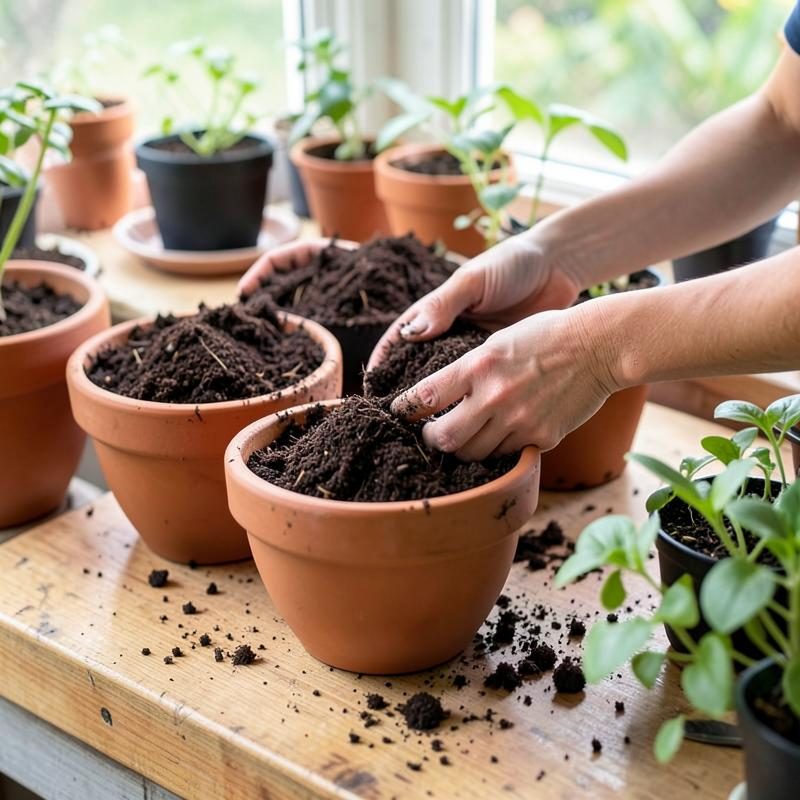 Coco peat blended into potting mix